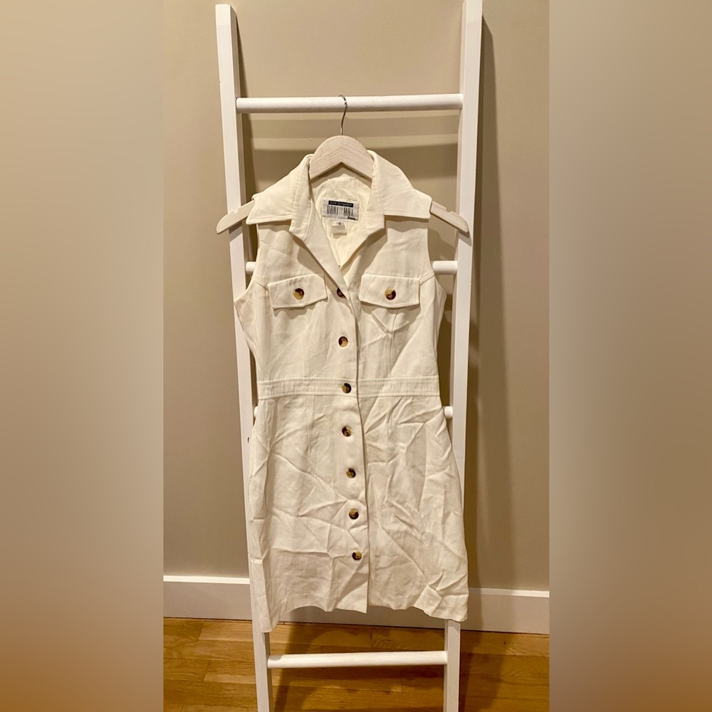 Vintage 90s Cream Button-Front Dress - Size 6